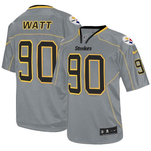 Nike Steelers #90 T. J. Watt Lights Out Grey Men's Stitched NFL Elite Jersey - Click Image to Close